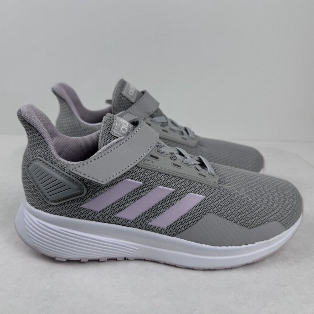 Adidas Cloudfoam Adiwear Sneaker Womens Size 2 Gray Pink White Hook Loop Closure - Picture 3 of 12